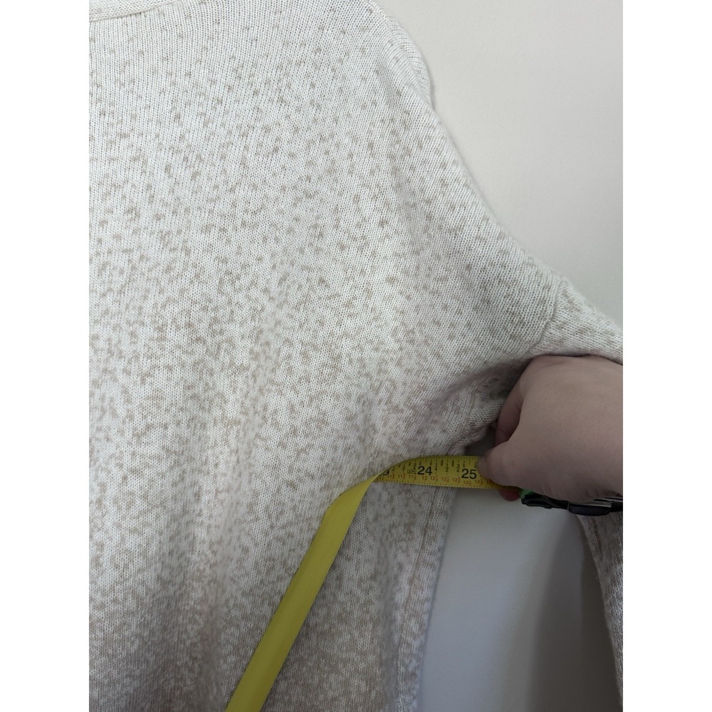 Cashmere/Merino Wool Blend Speckled Oatmeal Tan Cardigan Sweater Neutrals - Picture 13 of 15